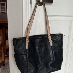 Black Leather Michael Kors Tote Bag